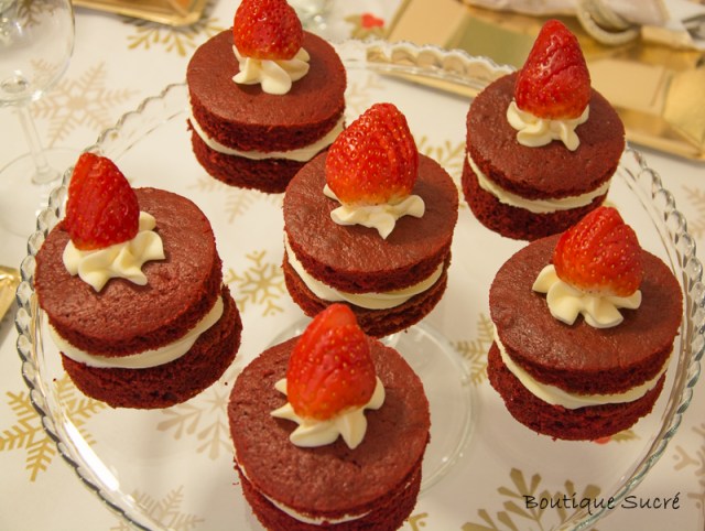 Mini cakes red velvet con crema de chocolate blanco